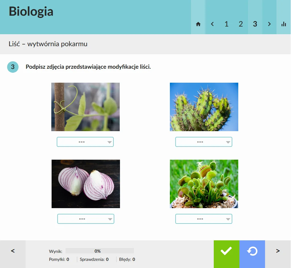 eduPaka Biologia kl. 5-8, przykładowe ćwiczenie 1